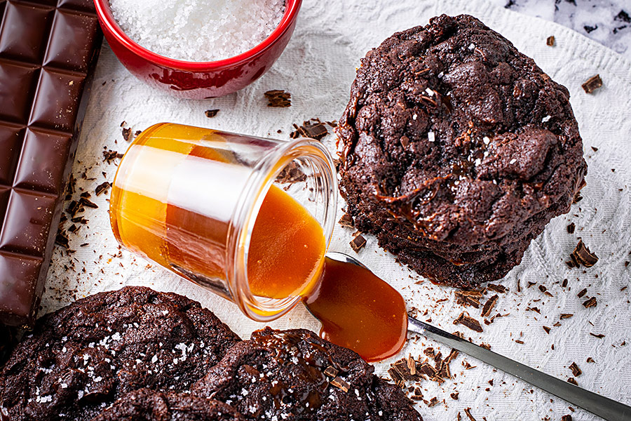 Salted Caramel Dark Chocolate Chip Cookie